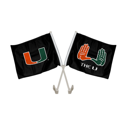 Miami Hurricanes "THE U" Hand Sign Car Flag